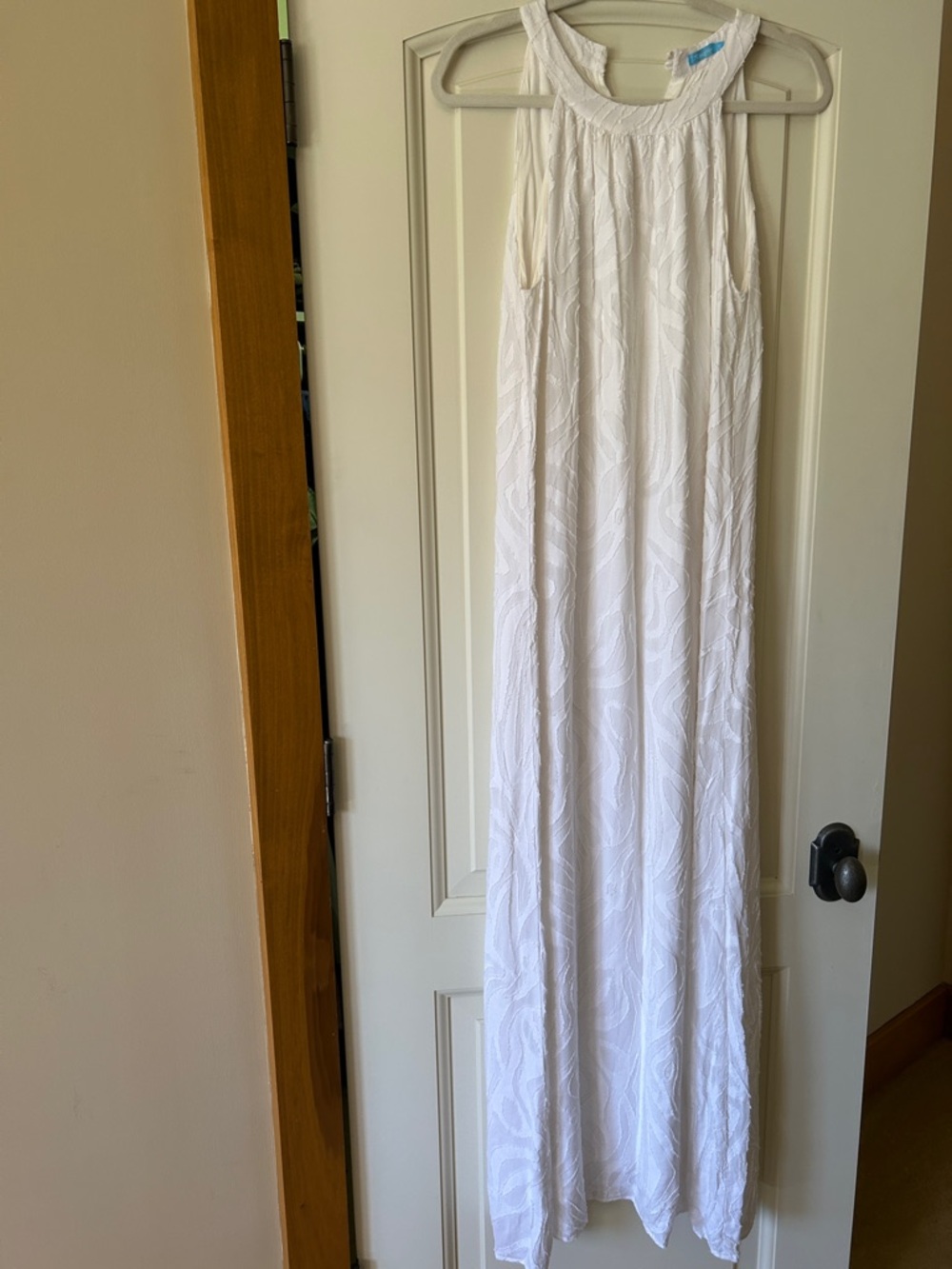 J. McLaughlin Ivory Textured Double Layer Halter Maxi Dress